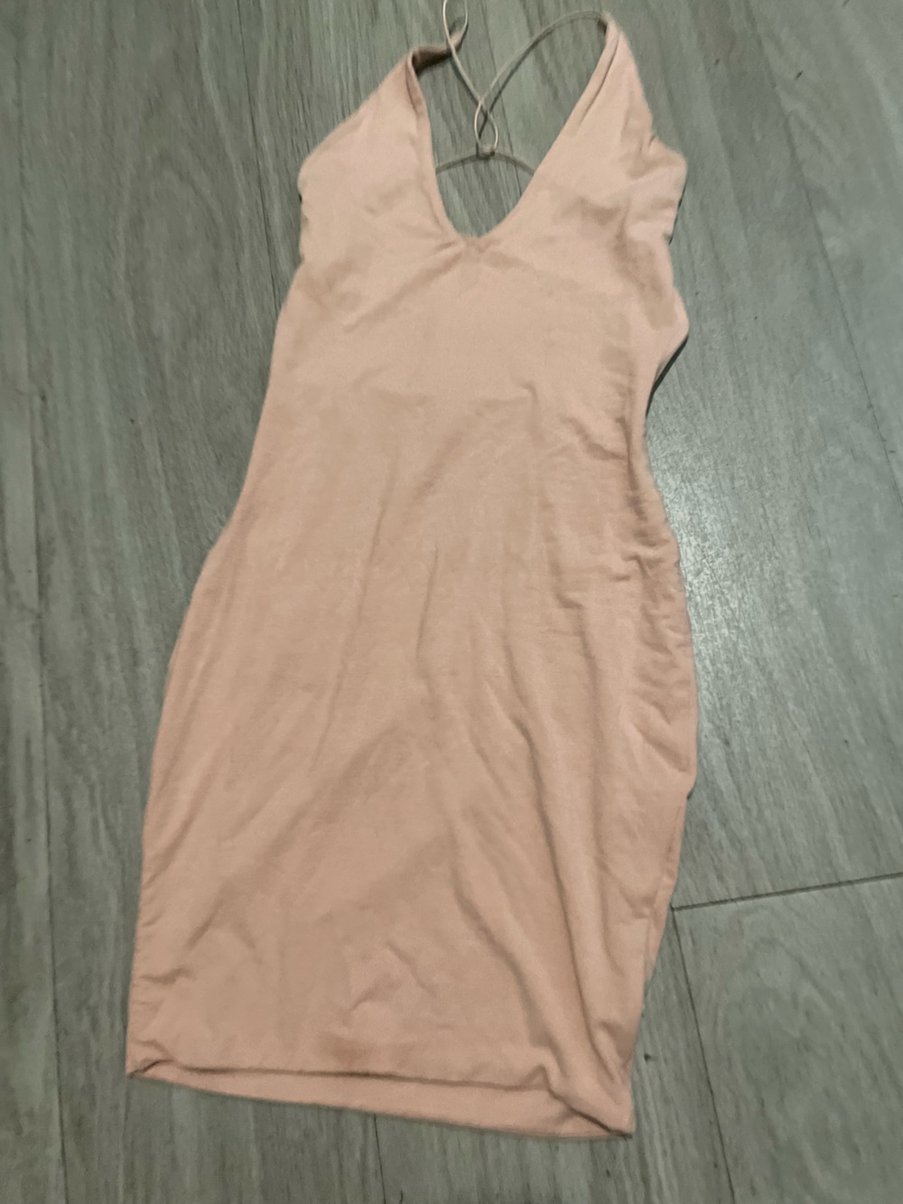 Oh Polly Blush Pink Strappy V-Neck Mini Dress